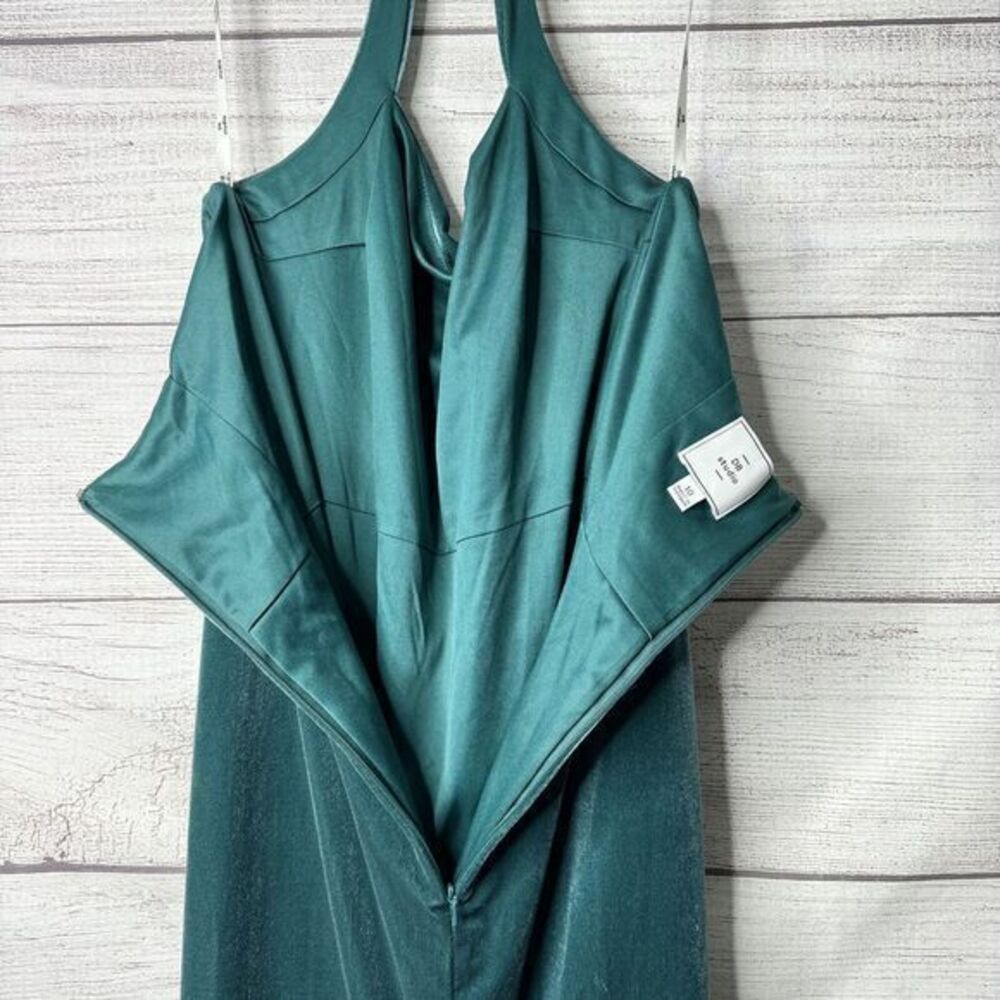 DB Studio Long Velvet Dress Halter 30" SLIT womens size 10 FLAW - Picture 5 of 9